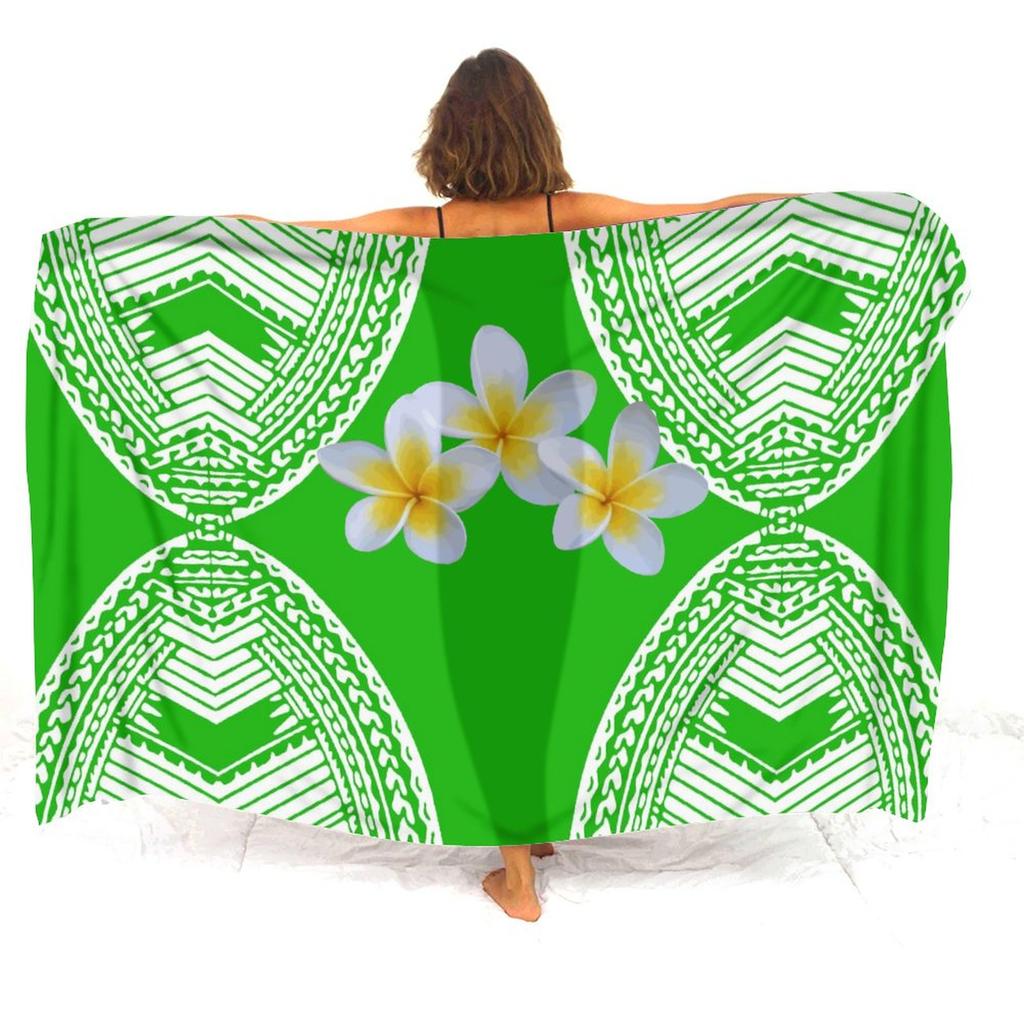 Bikini Coat Anti-Slip Sarong Hawaiian Vintage Pattern Custom Floral Print Polynesian Sarong Summer Beach Soft Shawl