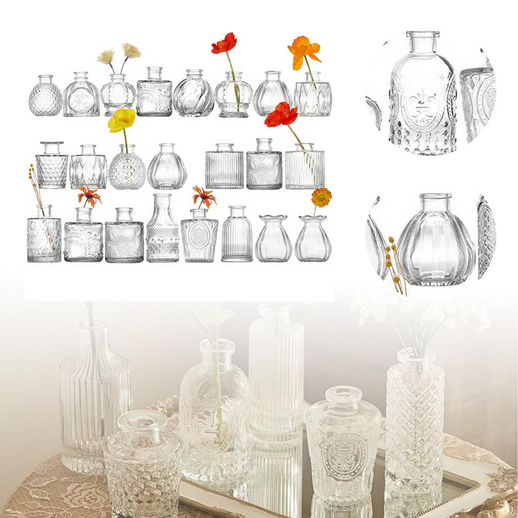 Small Flower Vase Clear Decorative Vase Clear Glass Bud Vases for Home Wedding Table Decorations