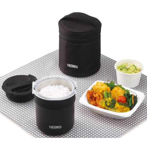 Thermos Lunch Box for Cooking Rice, Approximately 0.7 Cups, Black JBS-360 BK