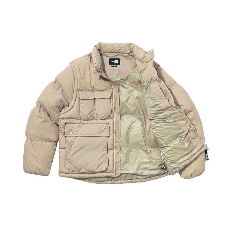 New Era Solid Color Stand Collar Zipper Cotton Jacket Men jackets Beige 12866433
