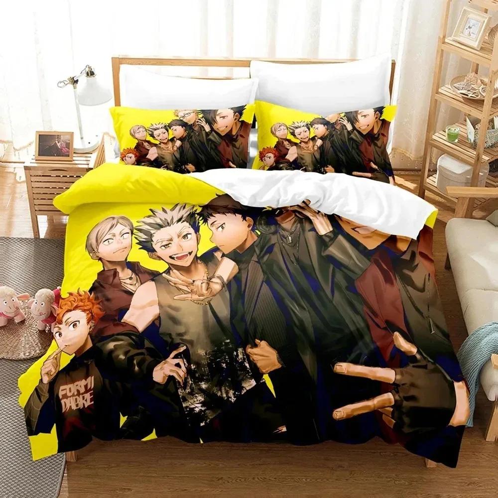 3D-tryck Haikyu Anime Sängkläder Set Pojkar Flickor Twin Queen King Size Påslakan Örngott Säng pojkar Vuxen Hemtextil