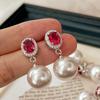 Vintage Premium Simulation Ruby Faux Pearl Earrings Earrings Stud Earrings