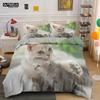 Luxury New 3D Print Cute Baby Cat Bedding Set White Black Kitten Bed Linen Single Double Duvet Cover Kids Girls Dogs Room Decor