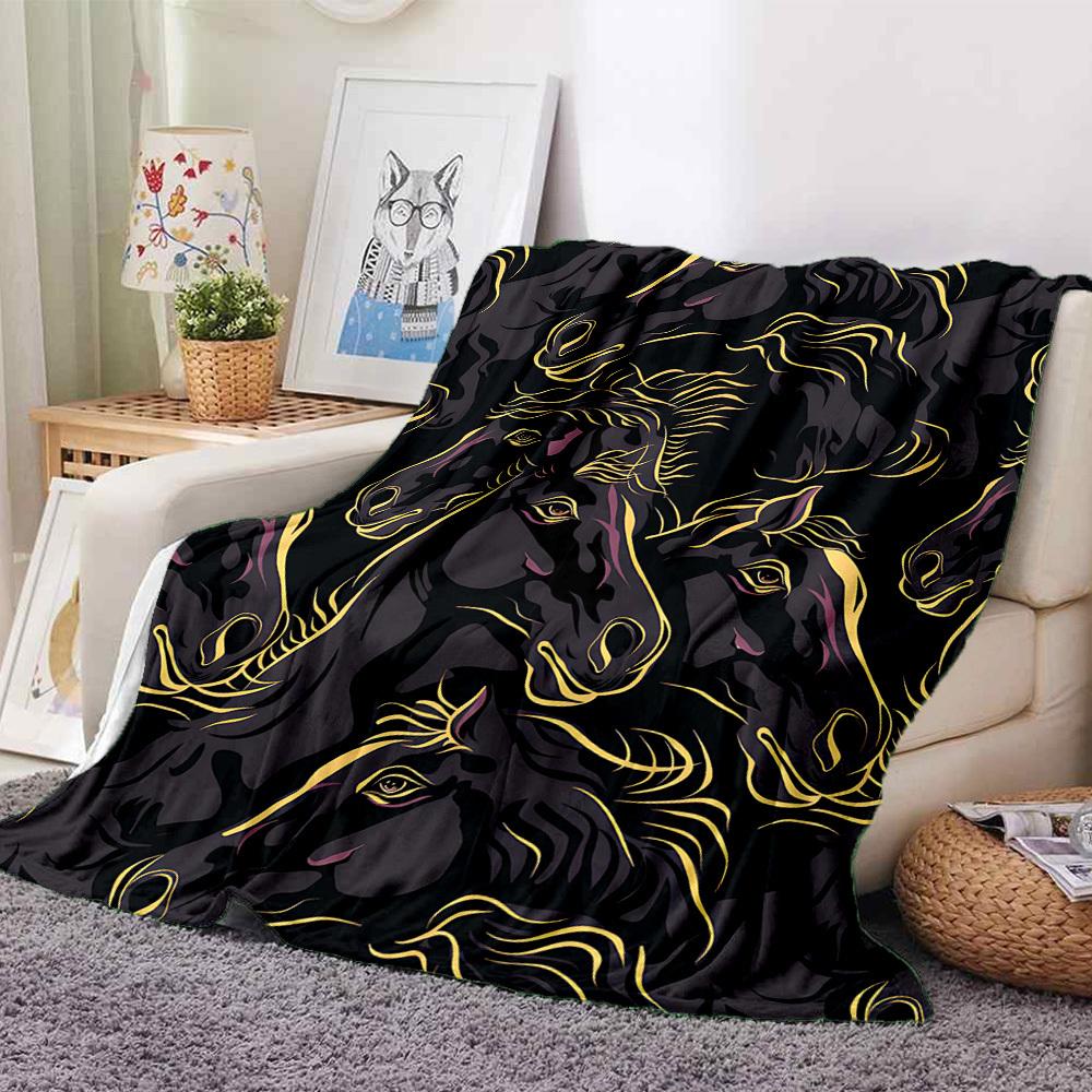 1pc Horse Pattern Print Blanket   Lightweight Flannel Throw Blanket For Sofa, Bed, Living Room, Office, Outdoor Travel, Camping
