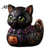 Occult Themed Midnight Table Decor Witches Cat Duck Figurine, Dark Fantasy Resin Witch Ornament Statue, Gothic Cat-Duck Ornament, Spooky Halloween