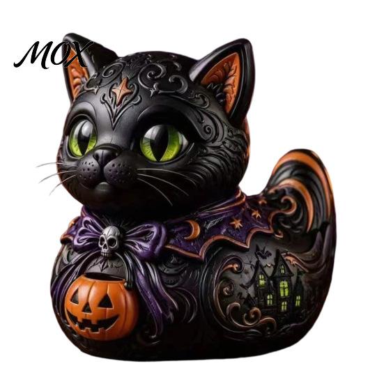 Occult Themed Midnight Table Decor Witches Cat Duck Figurine, Dark Fantasy Resin Witch Ornament Statue, Gothic Cat-Duck Ornament, Spooky Halloween