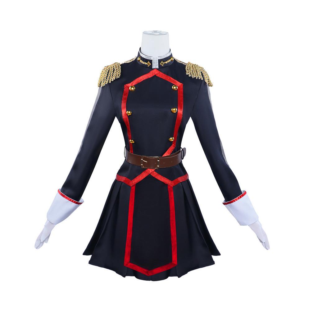 Einzigartiges Anime-Cosplay-Outfit, inspiriert von Tokios Elitesoldaten. Federn und Bänder inklusive. Größen: XS-XXXL