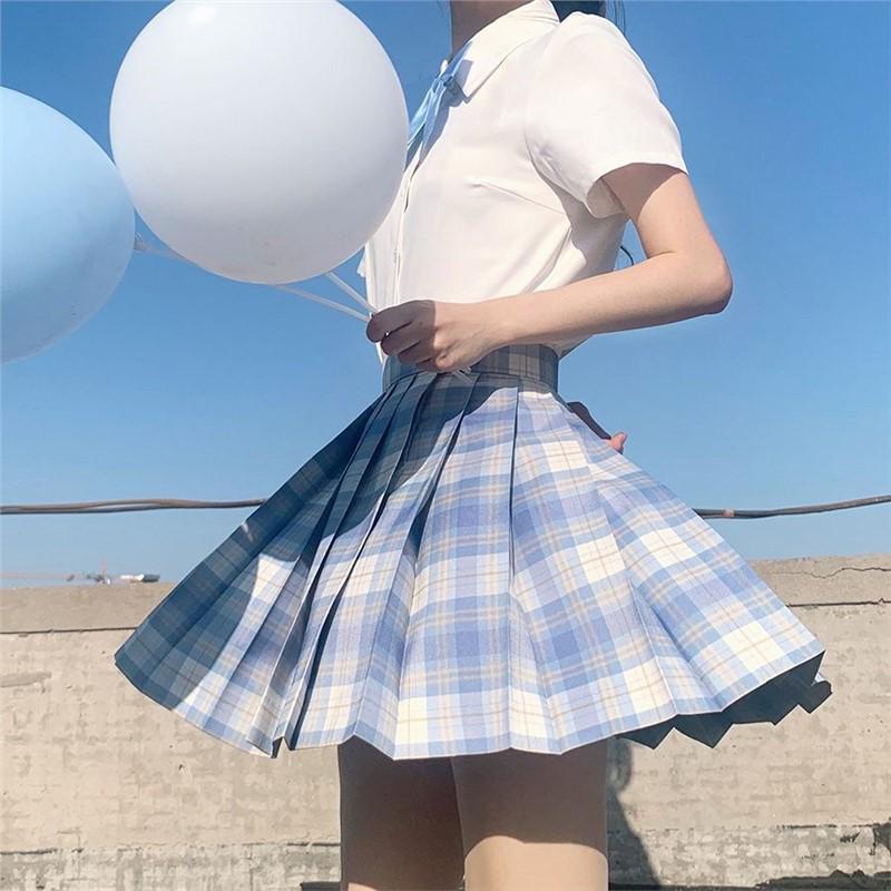 JK Uniform Skirt Set: Authentic E-sports Style, Spring/Summer Plaid, Gentle Cut, Camellia Design, Short Skirt.
