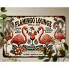 Vintage Flamingo Metal Wall Sign Retro Tropical Bar Decor Tiki Man Cave Art