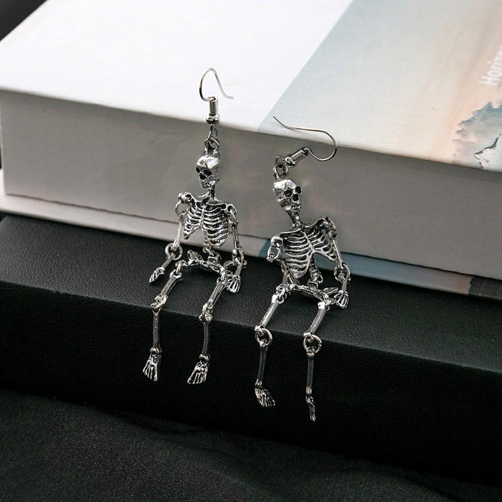 Zinc Zinc Alloy Skeleton Earrings Hip Hop Imitation Human Bone Earrings Creative Halloween Earrings Party