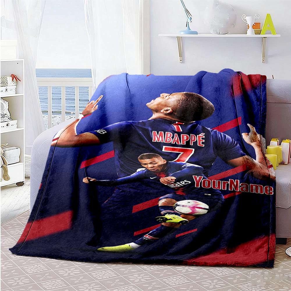 Mbappe 126 Customize Your Name Blanket Cozy Customizable Blanket Warmthful Decor Suitable for Office Nap Picnics Sofa for All Occasions