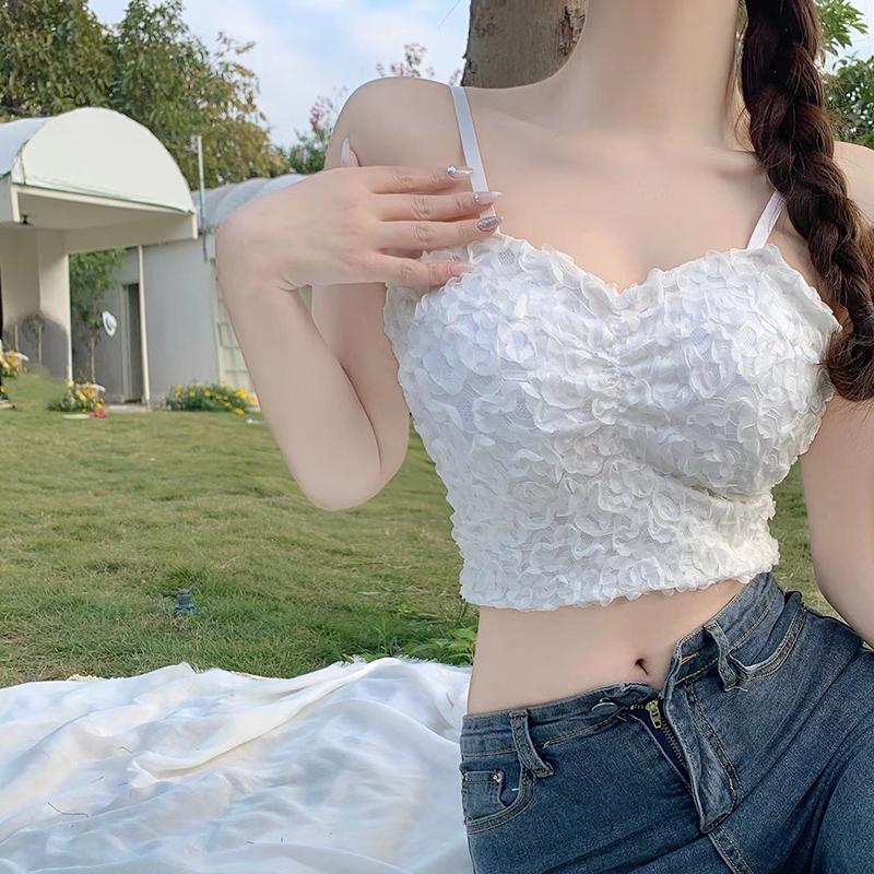 Damen Camisole V-Ausschnitt Slim Temperament Ärmellos Einfarbig Damen Tanktops mit Brustpolstern