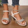 Thick Heel Platform Women's Sandals Wedding Shoes 2025 Summer New Fashion Casual Ladies Elegant Heeled Sandals Office High Heels