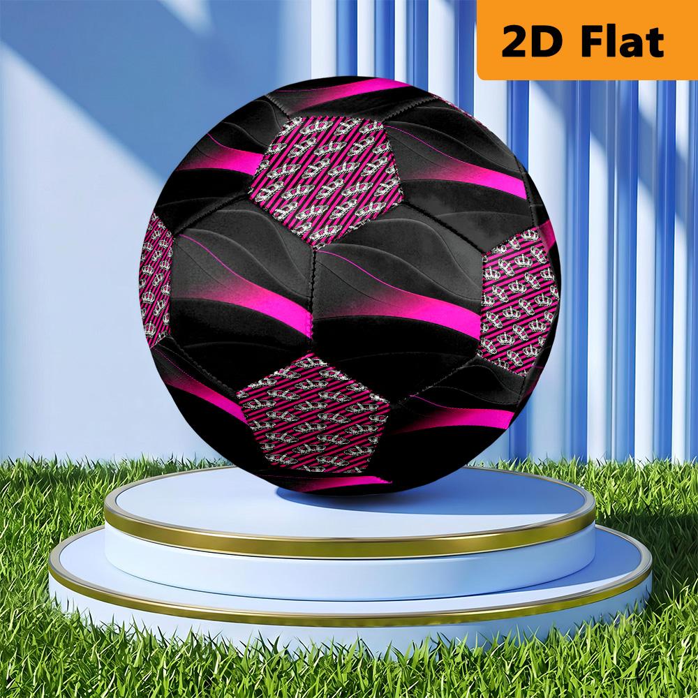 Black Pink Gradient Wave Size Soccer Ball High Elasticity Match Universal Unique Gift Purple Anime Art Football
