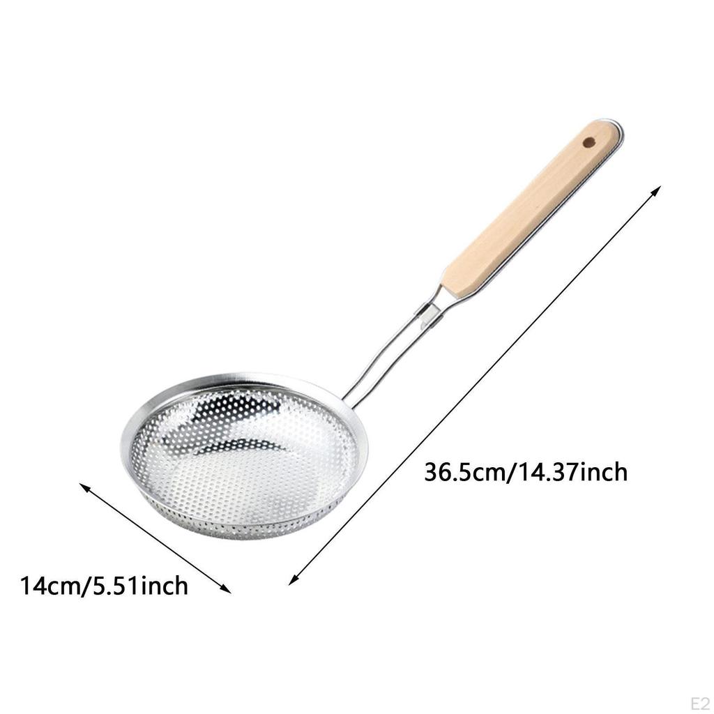 Convenient Skimmer Spoon with Wooden Grip for Cooking Tasks
