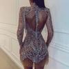 2025 Summer European & American Women's Gold-Accented Backless Transparent Miniskirt