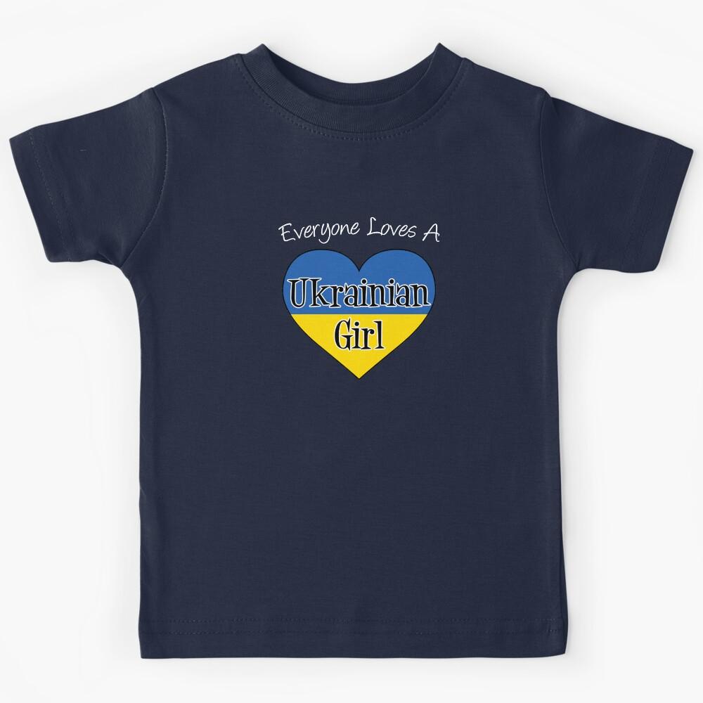 Everyone Loves A Ukrainian Girl Ukraine Flag Heart Kids T-Shirt 130