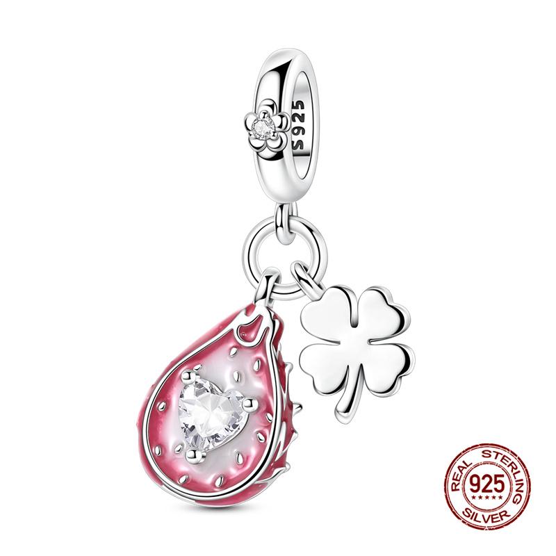 Original Charm Copper Fruit Four-Leaf Clover Series Charm Bead Fit 3Mm Original Bracelet For Women Diy Jewelry Gift