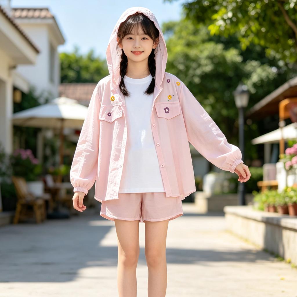 Girls' Skin Clothes Summer New Hooded Lightweight Breathable Jacket