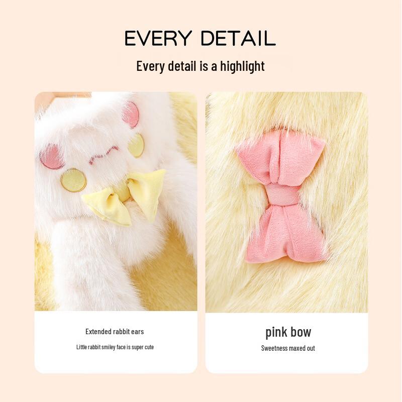 MOMOCO Girl's 2025 Winter Fluffy Hooded Coat with Bow Pockets