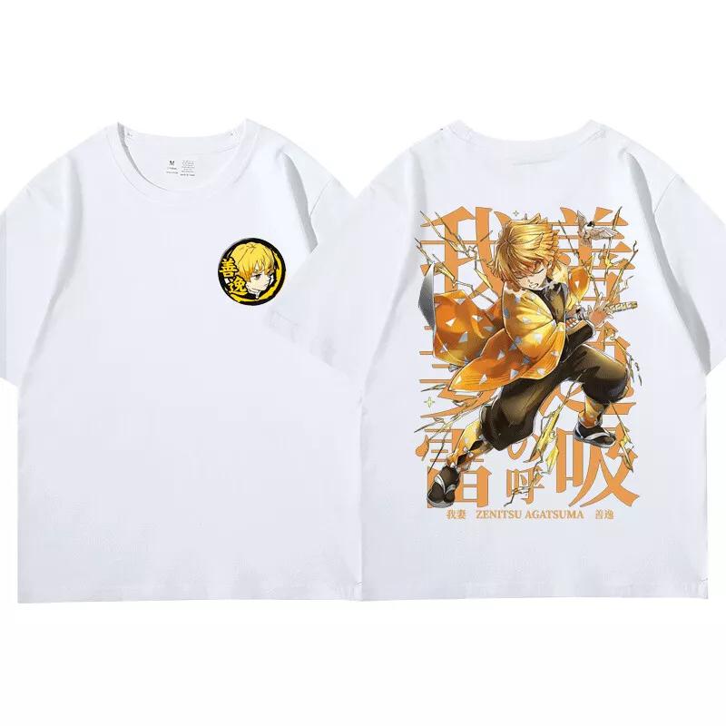 New Demon Killer Zenitsu COTTON T-Shirt Anime Unisex Summer New Retro Fashion Men's and Women's Streetwear