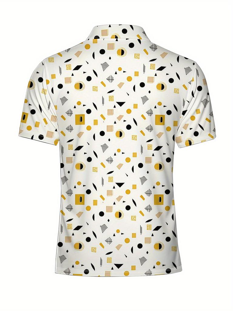 Herren-Kurzarm-Poloshirt mit flachem Digitaldruckmuster - Keine Textur