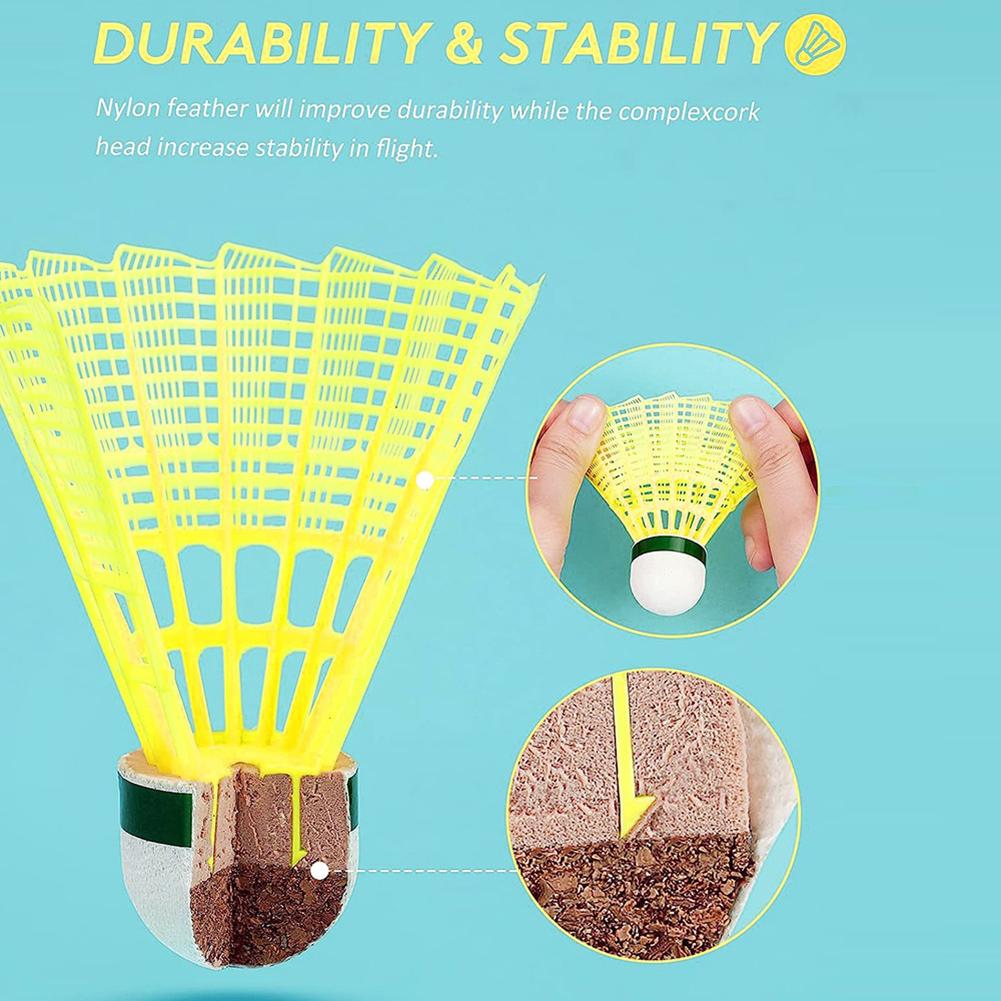 7-piece Set Glowing Badminton Shuttlecock Dark Night Glow Birdies Lighting For Indoor Sports Activities Kids & Grown-ups Badminton Accessories