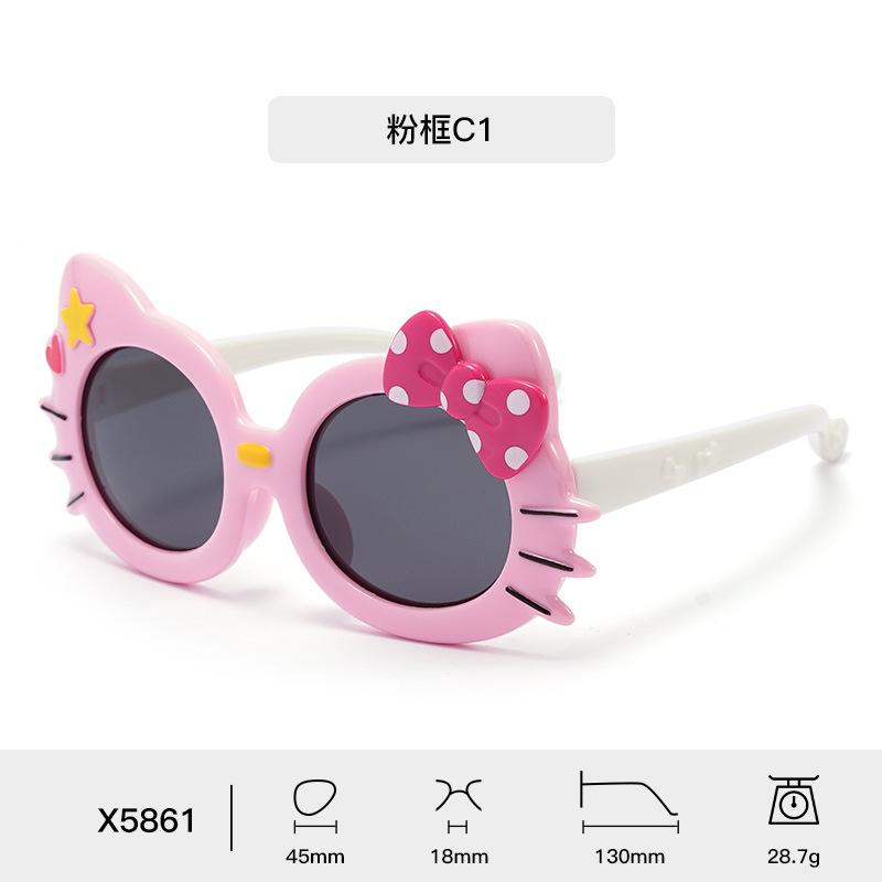 Baby sunglasses2026New Cartoon Bow-knot Cat-eye Polarized Sunglasses, Silicone Sunshades for Boys and Girls