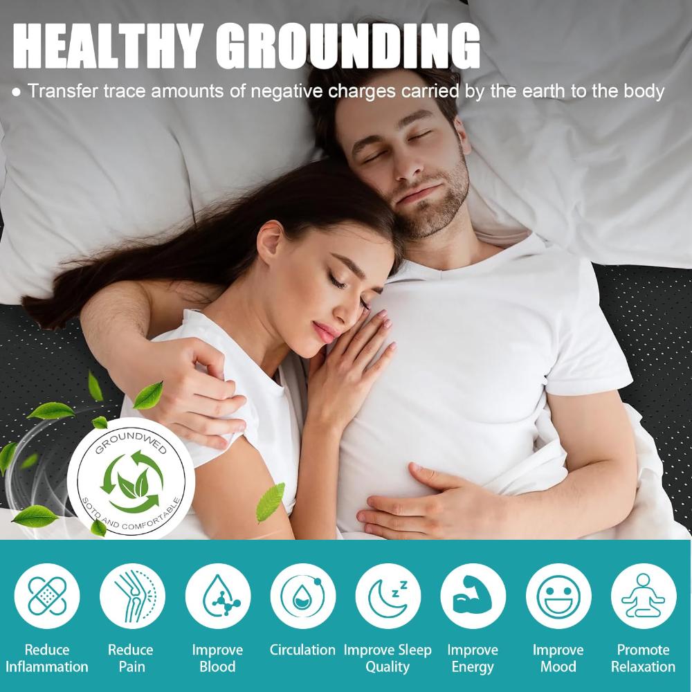 Grounding Mat for Bed Sleep Grounded Pad Anti-Slip PU Leather Grounded Mat with Grounding Cord Anti-Static Mat Ground Mattress