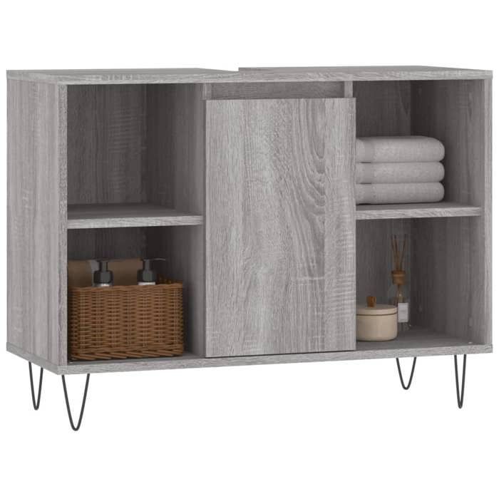 VidaXL Bathroom Cabinet Sonoma Grey 80x33x60 Cm Engineered Wood 831634