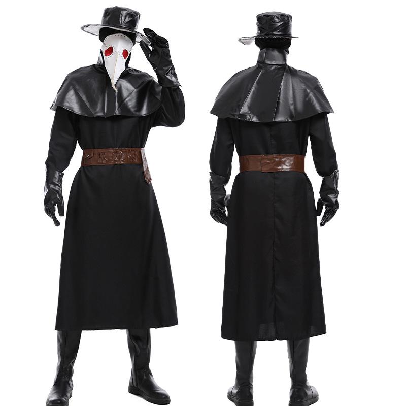 Взрослый средневековый стимпанк костюм чумного доктора с длинным клювом Medium