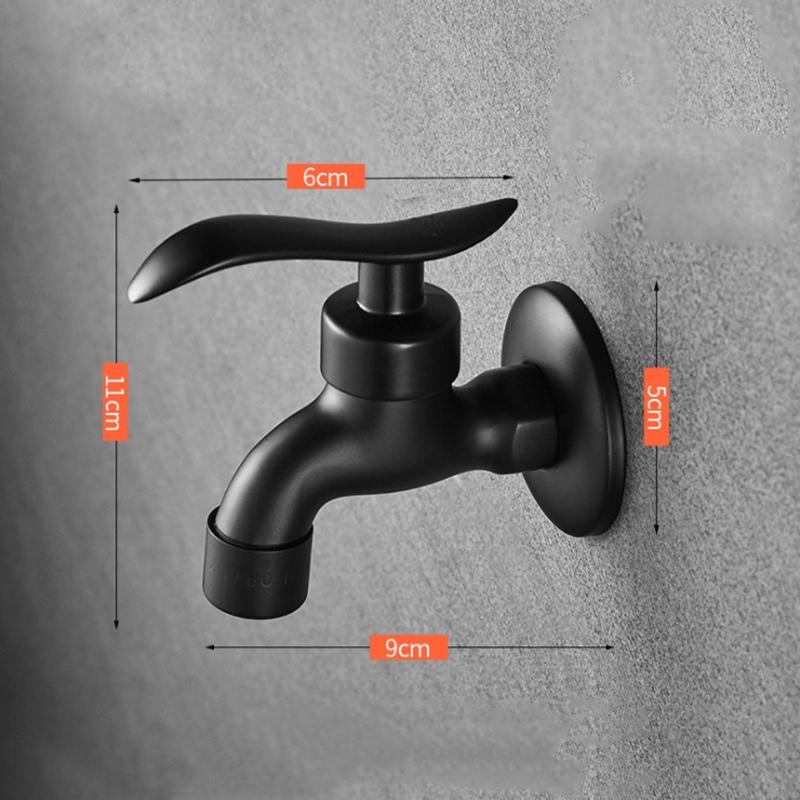 Black Brass Faucet Single Handle Washing Machine Mop Pool Faucet Wall Mounted Laundry Bathroom Water Tap 1Pc