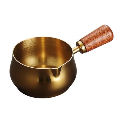 Cazo para Salsas Cazo de Cocina Mini Mango de Madera Olla para Hervir Múltiples Usos Sartén Antiadherente para Salsas y Frituras con Pico Vertedor Utensilios de Cocina