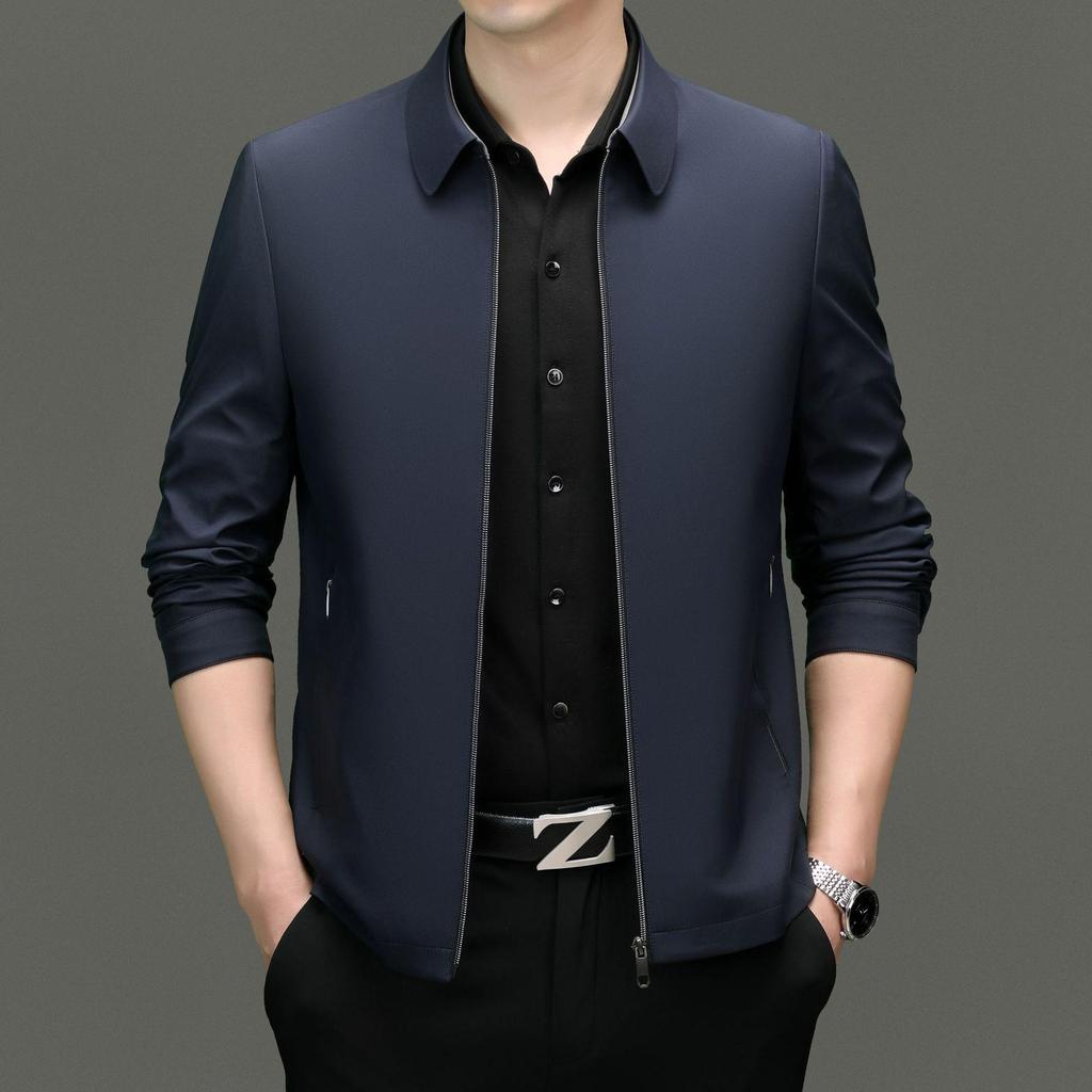 2025 High-End Men's Business Casual Non-Iron Jacket for Spring/Autumn - Middle-Aged Dad Style