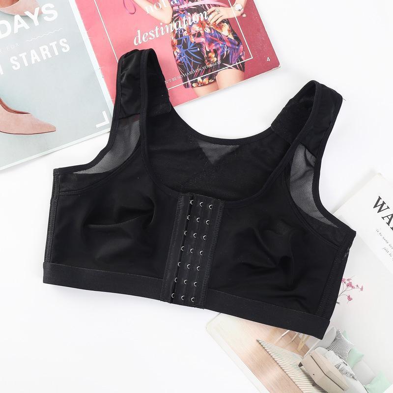 Women's Posture Correcting Bra: Front Buckle, Wireless, Breathable, Reduces Chest Appearance, for Summer.