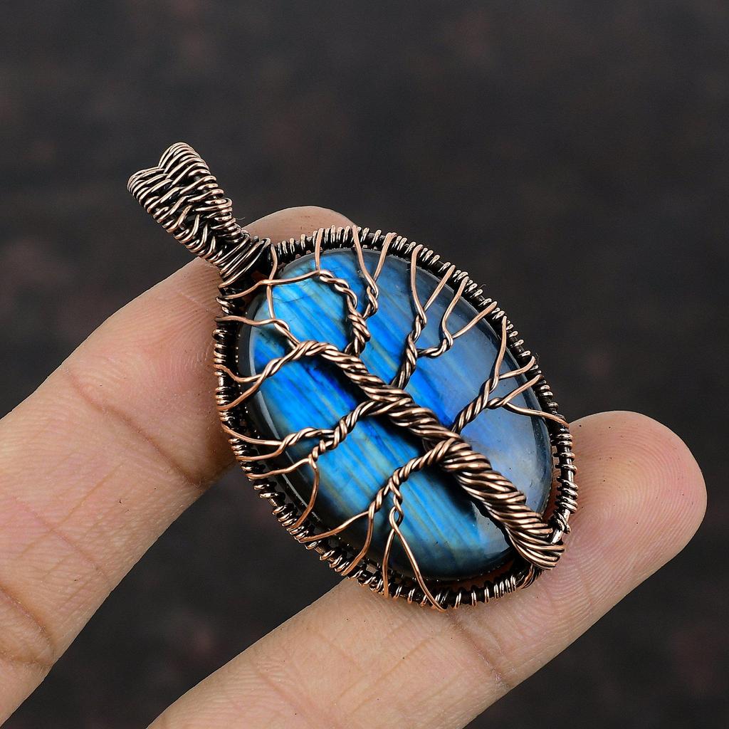 Tree Of Life Labradorite Pendant Copper Wire Wrapped Pendant Handmade Copper Jewelry Genuine Gemstone Pendant Gift For Her Wire Wrap Jewelry