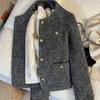 Damen Winter Chic Grau Französischer Stil Kurze Jacke: Stilvolles, kurzärmeliges, warm gefüttertes Oberteil