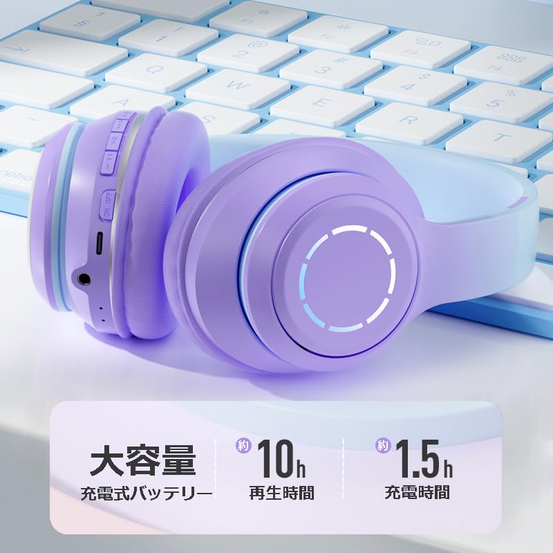 Bluetooth Wireless Deep Headphones with RGB Memory Card Cute Gift for Includes Japanese Instruction Manual and Storage Pouch 5.3 Headphones,
