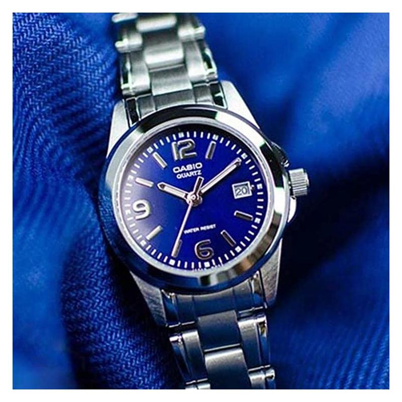 Casio STANDARD Series Classic Pointer Digital Scale Date Display Quartz Movement Stainless Steel Strap Japanese and Korean Watch Women's LTP-1215A-2A
