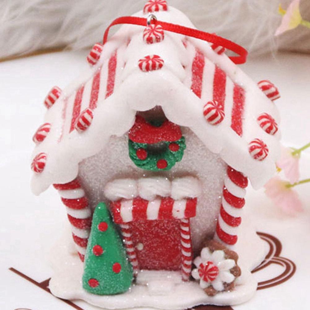 3/5pcs Soft Clay Christmas Little House Pendant Christmas Cottage Desktop Decoration