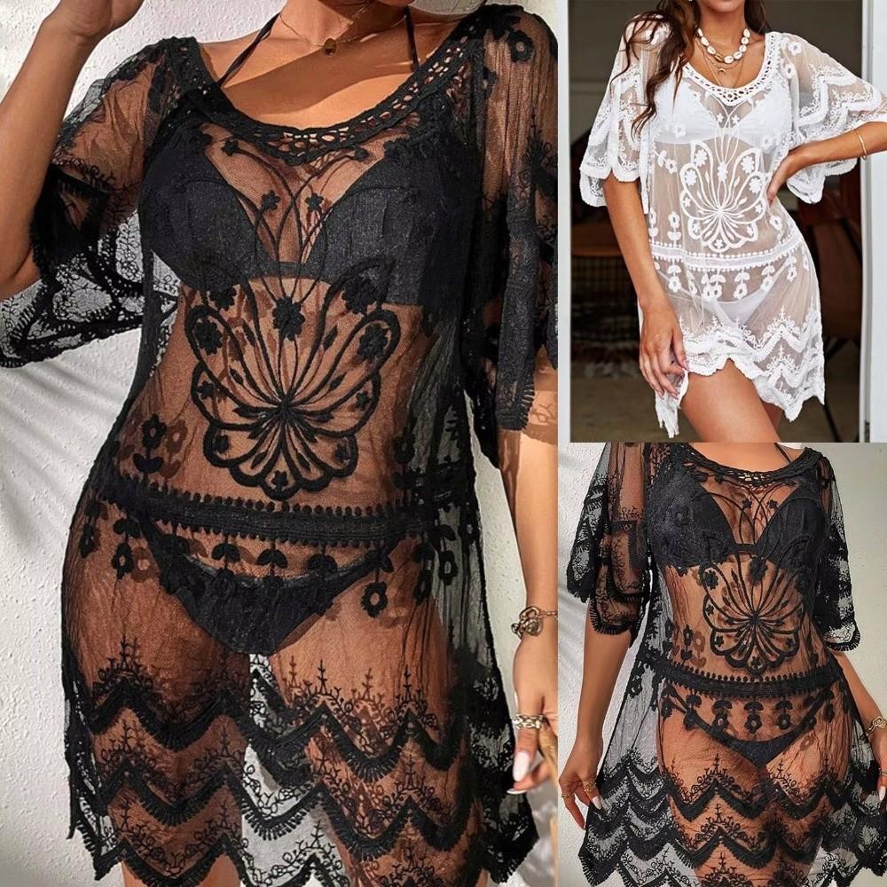 Loose Fit Swimsuit Coverup Mid Length Beach Dress Boho Bikini Cover Ups  Vacation Outfit