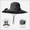 Solar-Powered Wide-Brim Hat with Fan & Face Shield for Outdoor Cycling, Fishing & Sun Protection