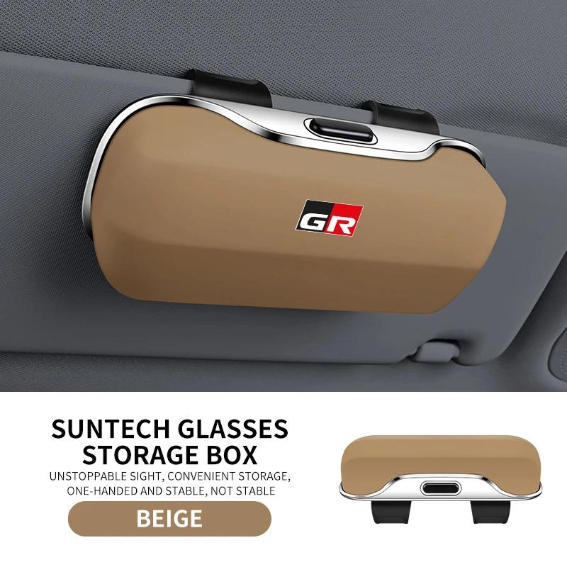 AACT1 Car Eyewear Case Box Sunglasses Holder Sun Visor Storage Protective Frame Box Glasses Clip For Toyota GR Sport Rav4 Yaris Camry