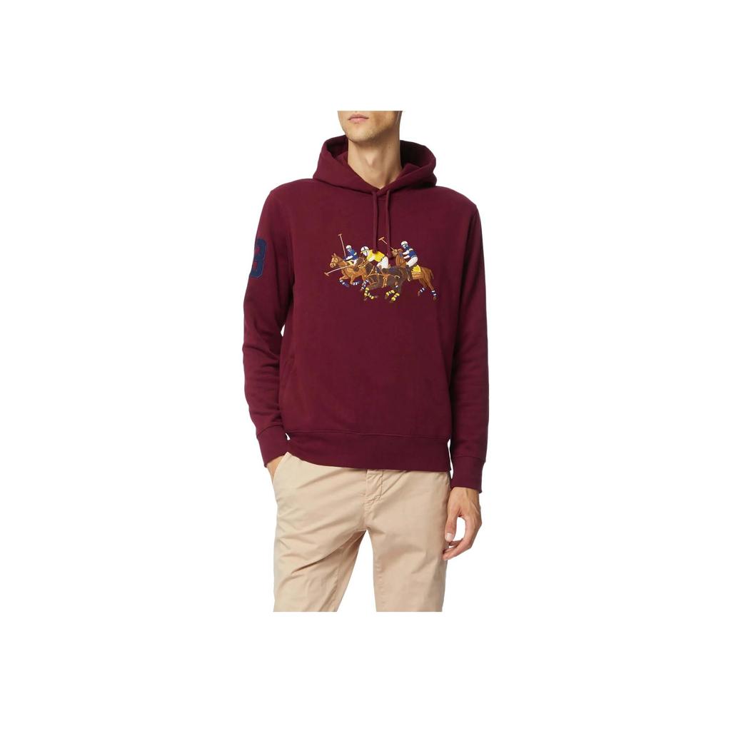Polo Ralph Lauren Ss22 Logo Print Embroidered Hooded Long Sleeve Sweatshirt Men Sweatshirt Burgundy 710823853-004