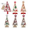 Wooden Christmas Party Decor Tree Tabletop Sign, Rustic Gingerbread Snowman Gnome Desktop Ornament with Star Gift for Family Topper, Vintage