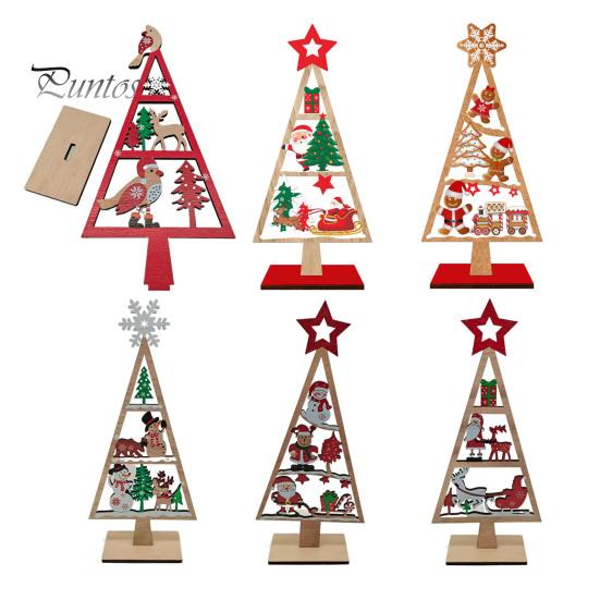 Wooden Christmas Party Decor Tree Tabletop Sign, Rustic Gingerbread Snowman Gnome Desktop Ornament with Star Gift for Family Topper, Vintage
