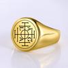 LIKGREAT AGLA Salomón Cábala Rueda de la Fortuna Amuleto de Protección Anillo para Hombre Acero Inoxidable Anillo Sello Grande Joyería Regalo