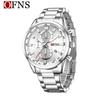 OFNS 3D Sun Dial Quartz Watch: Luminous, Waterproof, Multifunctional Men's Timepiece with Three-Eye, Six-Needle Design and Calendar.