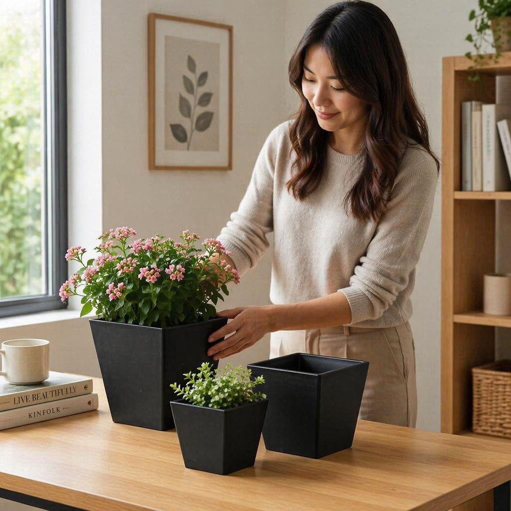Eco-friendly Square PP Plastic Pots-Durable Lightweight Compact Design Modern Style for Indoor Use
