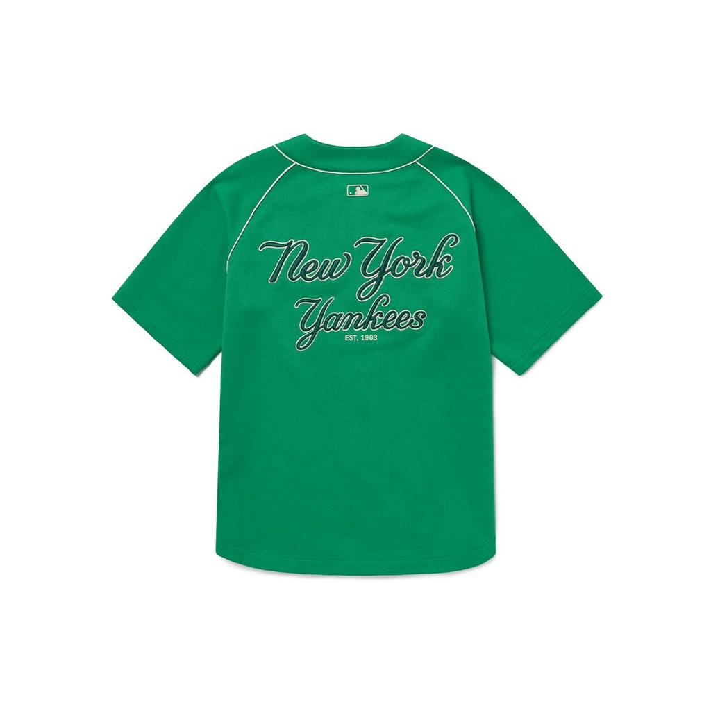 MLB New York Yankees Letter Logo Embroidered Print Single-Breasted Short Sleeve Baseball Jersey Unisex jersey Green 3ABSR0124-50GNS